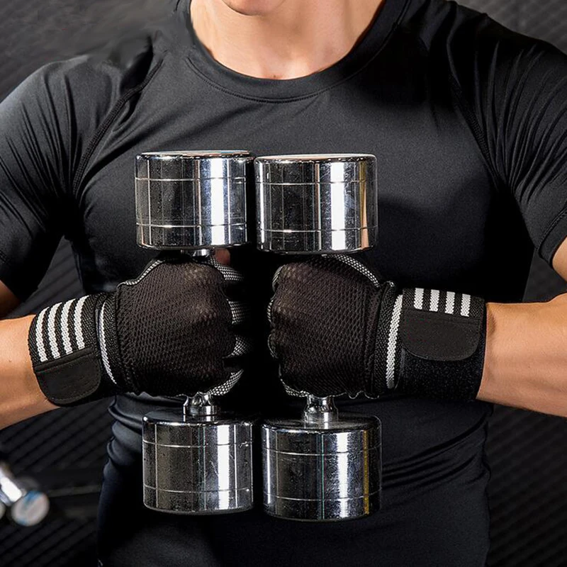 Men Women Dumbbell Weight Lifting Gloves Gym Half Finger Fitness Wrist Wrap Sport Gloves Fingerless Protect Wrist Cycling