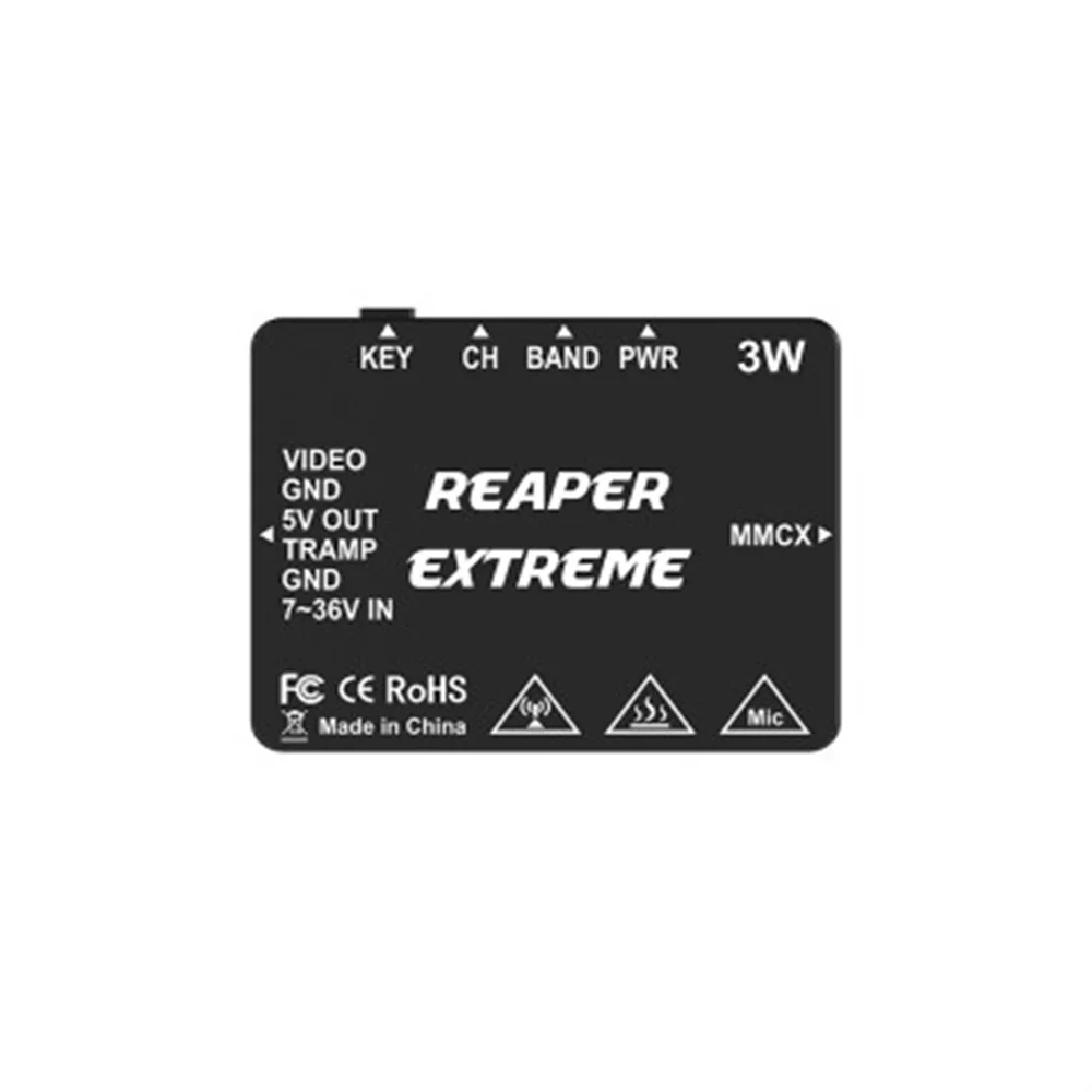 FOXEER 4,9-6G Reaper Extreme 3 Вт 80 каналов VTX 9 ~ 36 В 15,2 г 25 мВт/200 мВт/500 мВт/1,5 Вт/3 Вт Регулируемый FPV дальнего действия