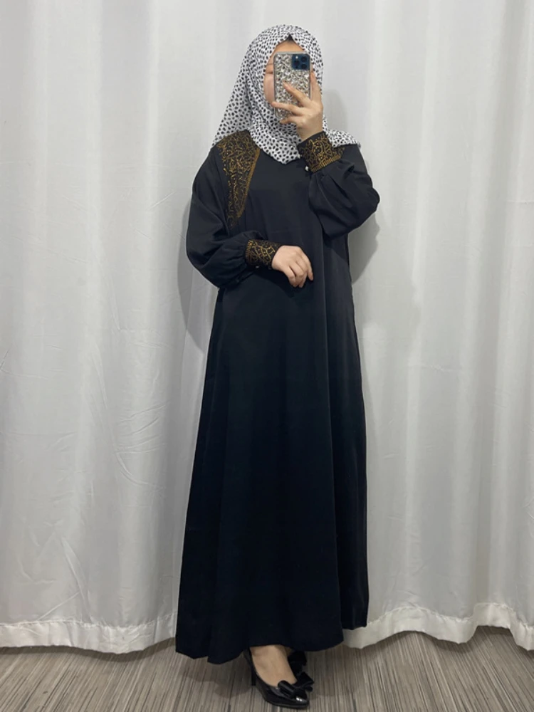 Islam Ramadan Abaya Solid Color Casual Robe Femme Musulmane Loose Ladies Dress with Belt for Middle East Arabia.