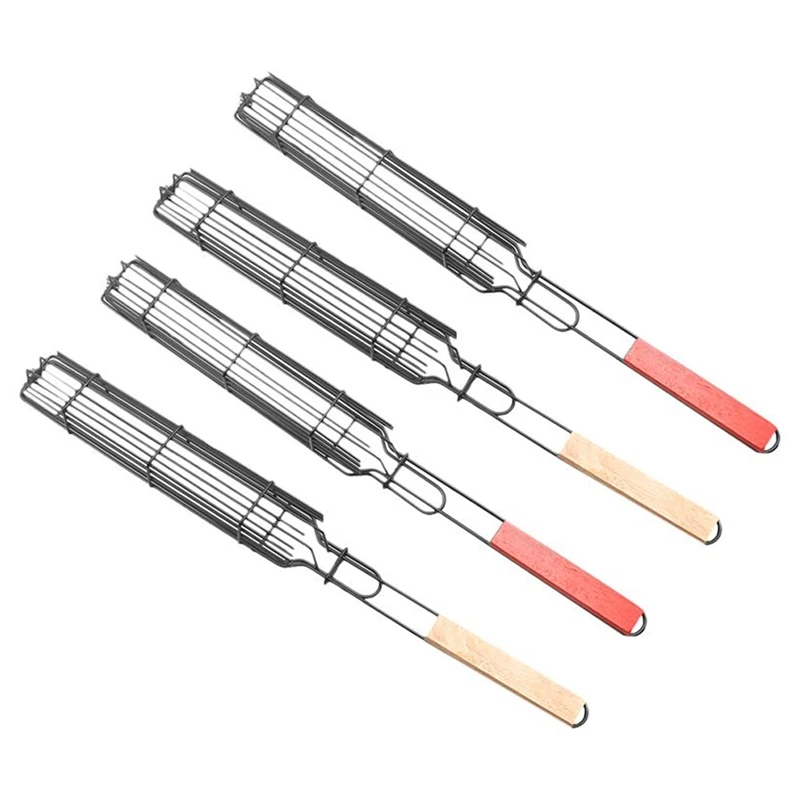 

JFBL Лидер продаж корзина для гриля Kabob многоразовая прочная Антикоррозийная деревянная ручка инструмент для барбекю Гриль Корзина гриль сетка для коллег