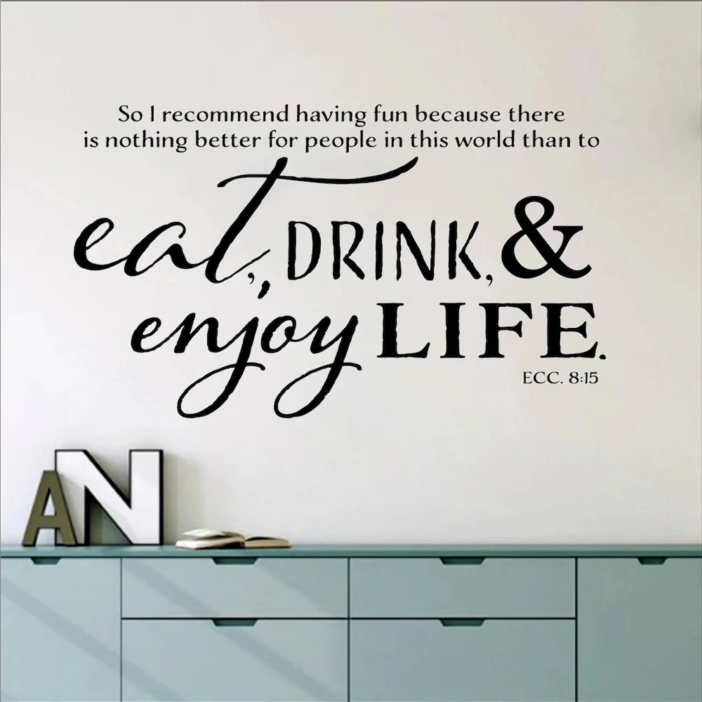 

Стикеры Настенные Виниловые 8:15 с надписью «Eat Drink & Enjoy Life»