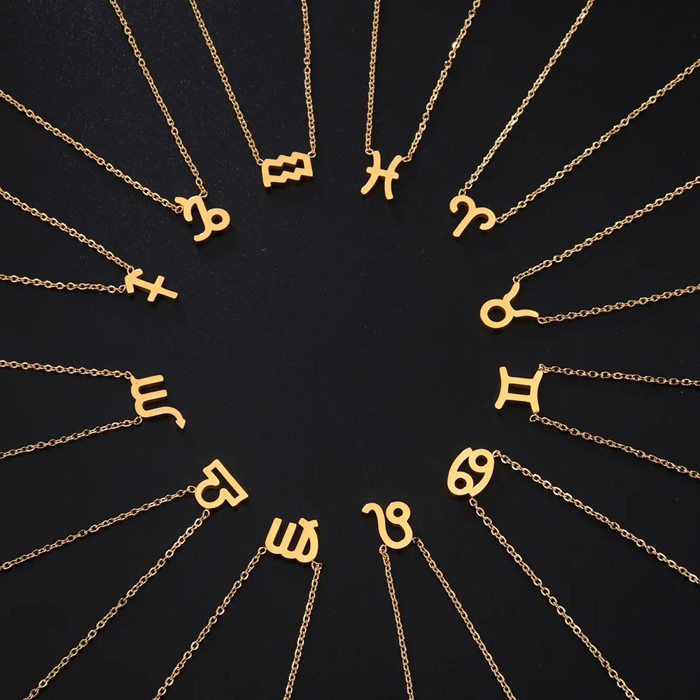 CazadorStainlessSteelZodiacPendantNecklaceforWomenAriesPisces