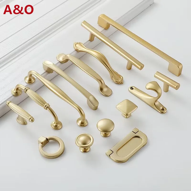 Cabinet Handles Handles for Drawer Cabinet Furniture Kitchen Pearl Golden Simplicity Hardware