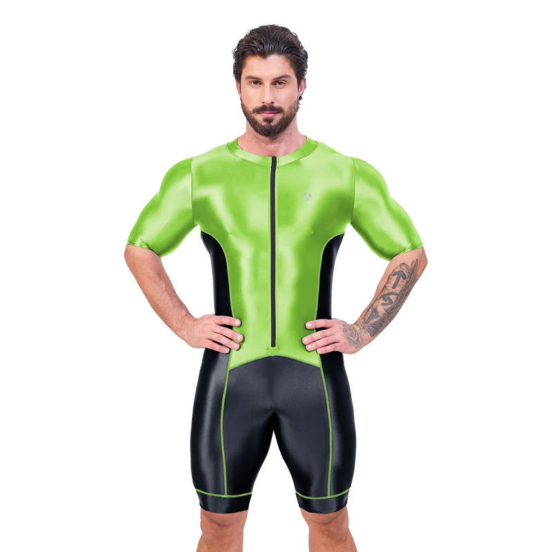 Sexy Japan Spandex Glossy Sports Tights Color-blocked Five-quarter Pants Swimwear Fitness wear Multi functional Cycling jumpsuit