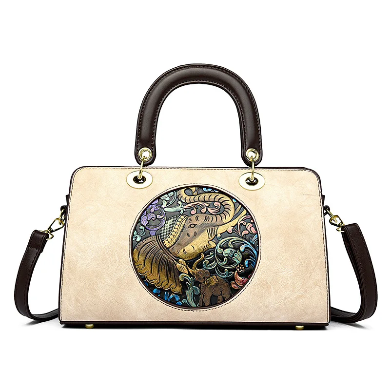 Women's Handbag Women's 2023 New Literature and Art National Style Fashion Embossed Mother's Bag Fashion One Shoulder Crossbody