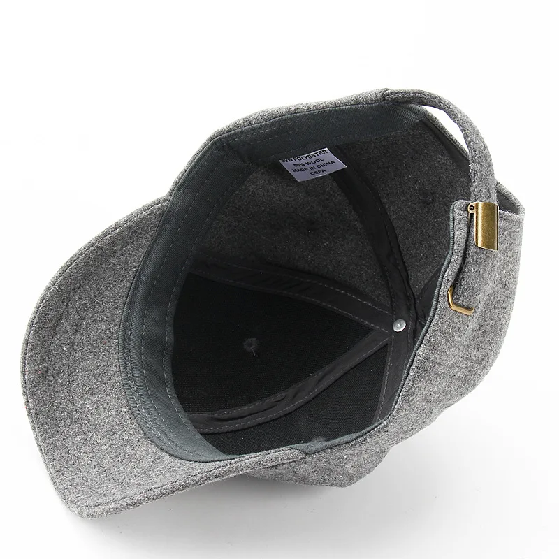Mens Short Brim Baseball Cap Casual Retro Wool Warm Snapback Caps for Women Short Billed Umpire Dad Hats 3