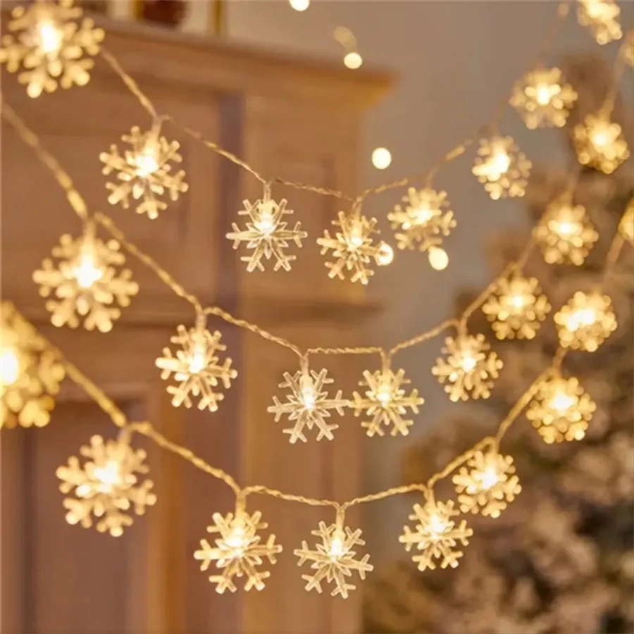10/20/40 LED Schneeflocke String Girlande Lichterkette USB/Batterie Betrieben Weihnachten Baum Dekor Ornament Navidad Weihnachten geschenk Neue Jahr