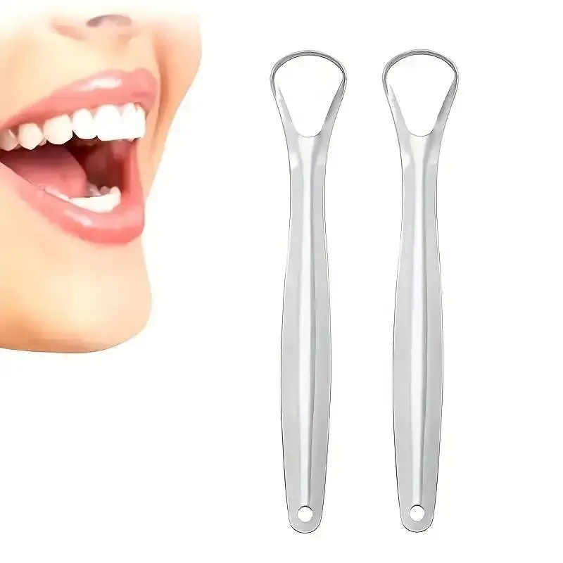 1pc Stainless Steel Tongue Scraper Tongue Coating Cleaner tongue scraper Coating Removing Bad Breath Oral Care