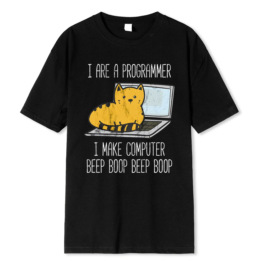 Bin Programmierer, mache ich Computer, Beep Boop, männliches T-Shirt, modischer Aufdruck, T-Shirt in Übergröße, Sommer-Baumwollkleidung_voghion.com