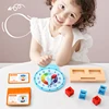 Children Montessori Wooden Teaching Clock Toys Kids Time Learning Kindergarten Alarm Clock Toy for Baby School Early Development 3