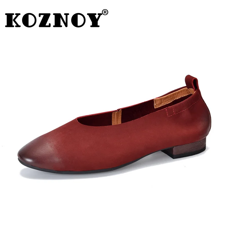 

Koznoy 2cm 2024 Cow Suede Genuine Leather Round Toe Moccasins Women Soft Rubber Soled Flats Summer Comfy Leisure Shallow Shoes