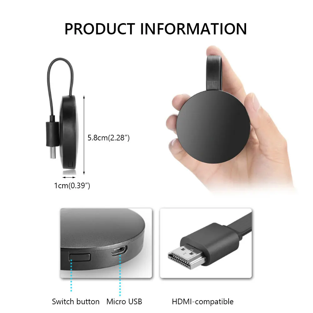 To TV Wireless WiFi Mirroring Cable HDMI-compatible Adapter