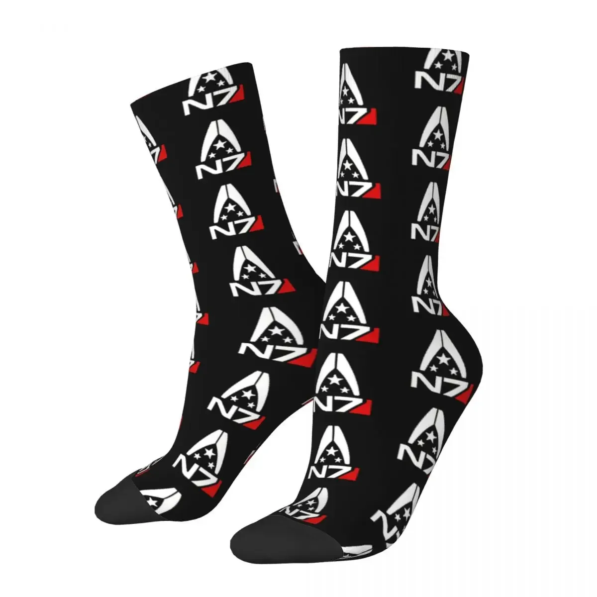 

Hip Hop Vintage N7 Crazy Men's Socks Mass Effect Game Unisex Harajuku Pattern Printed Funny Happy Crew Sock Boys Gift