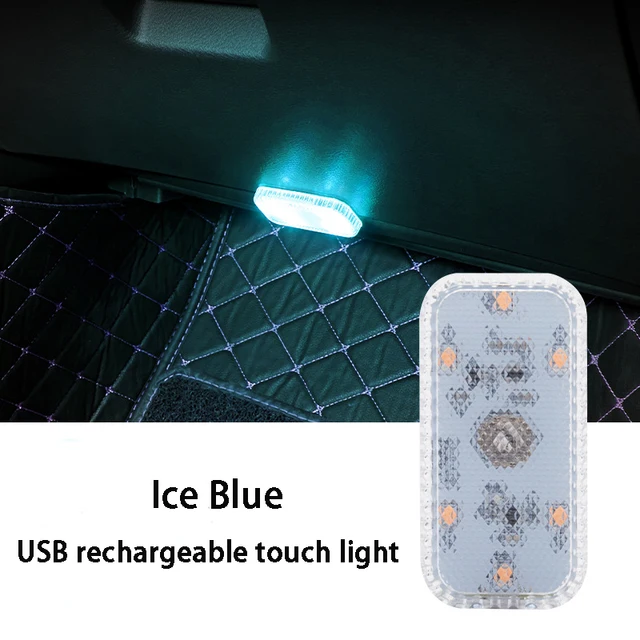 Touch Sensor Car Lighting Light Car Interior Atmosphere Light Mini Touch Roof Reading Lamp Car Styling Night Light USB Charging USB Ice Blue