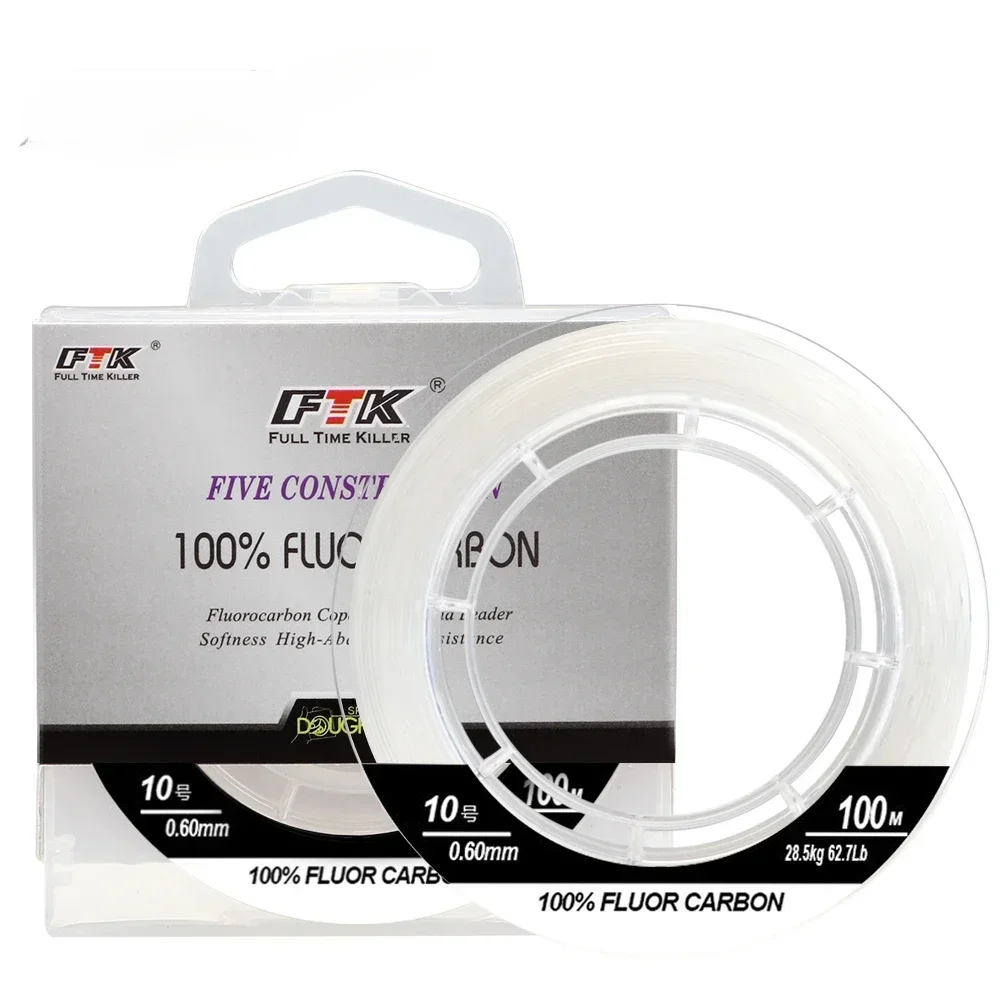 

FTK Fishing line 50M/100M 100% Fluorocarbon Fishing Lines 5.5-130.9LB Carbon Fiber Leader Fly Line Fast Sinking Carp Fishing