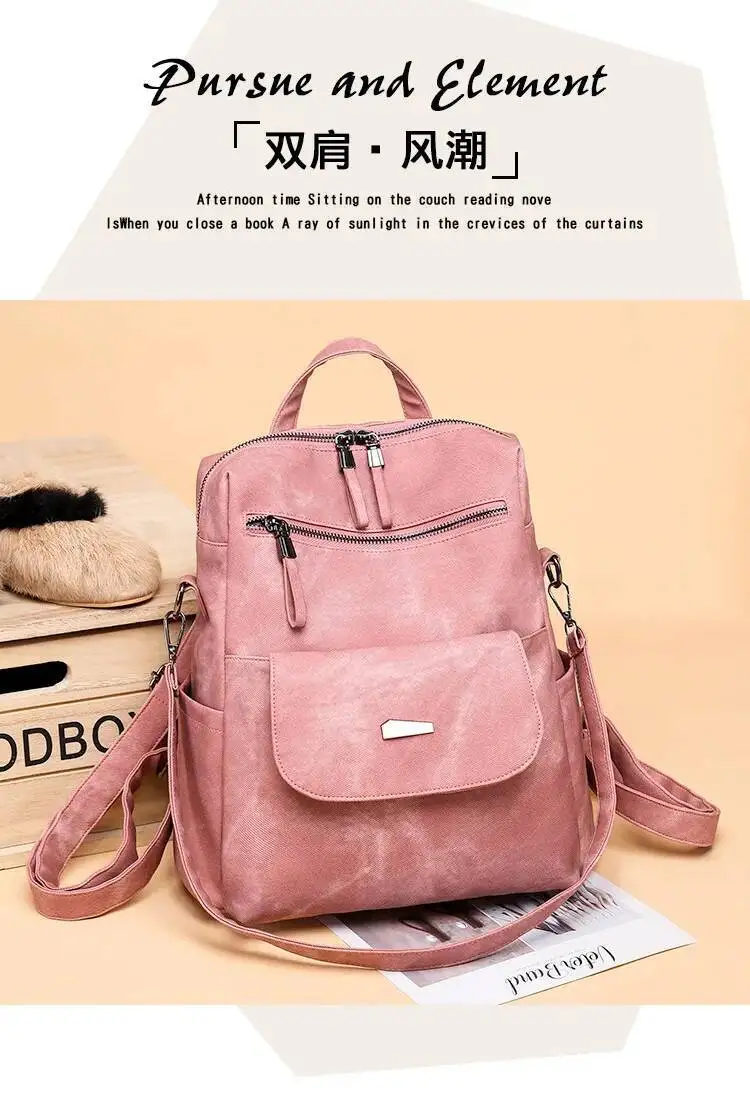Koreanische Version Große Kapazität frauen Rucksack frauen Rucksack Mode Persönlichkeit PU Doppel Schulter Taschen frauen Rucksack – Detail 14