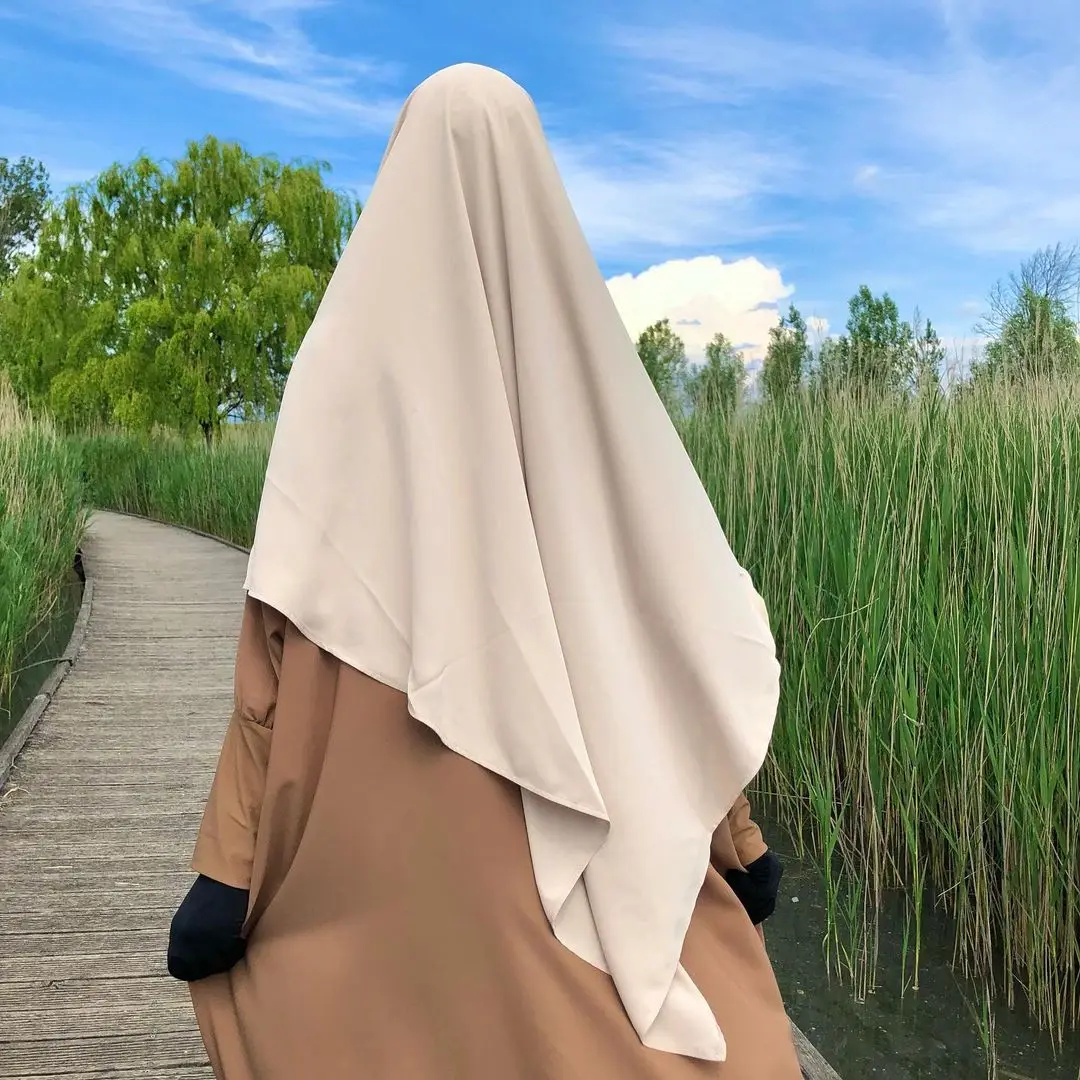 Grande Sciarpa Khimar Donna Musulmana - Hijab Preghiera Nero - Cotone Morbido