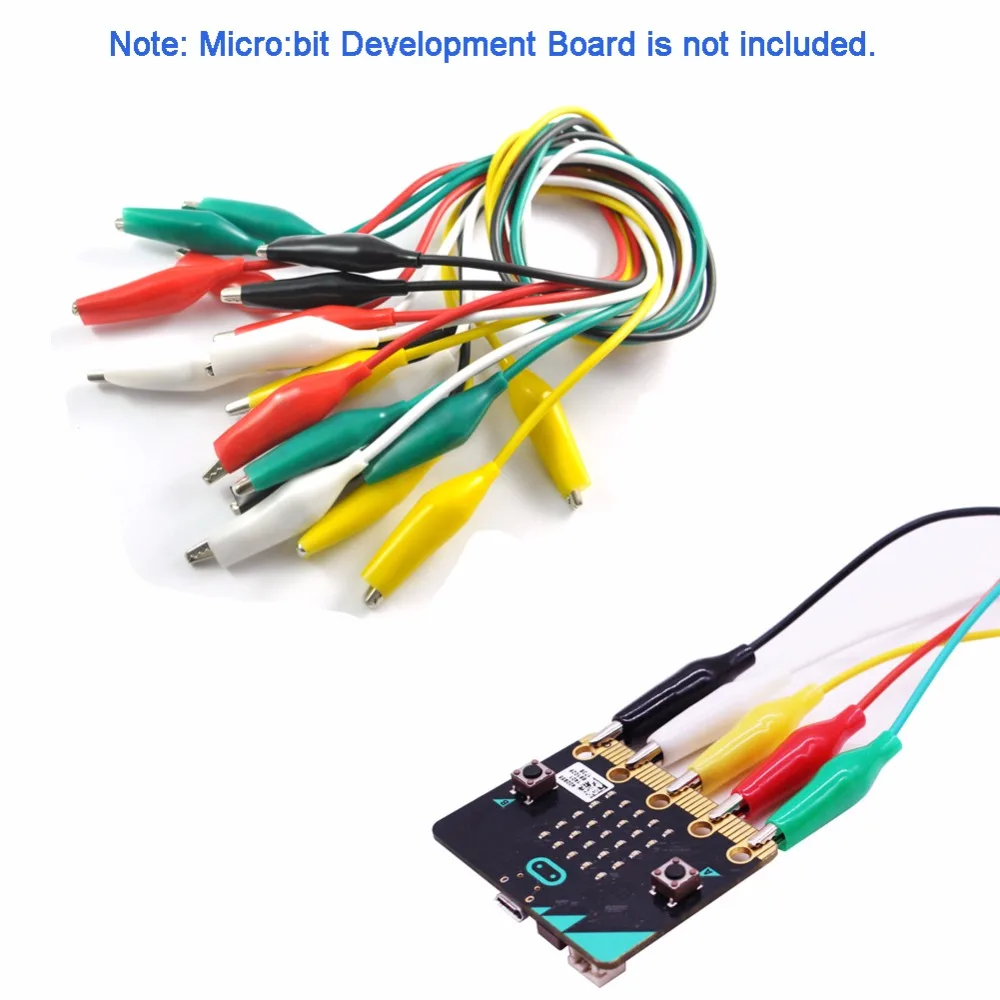 10pcs/lot Microbit Alligator Clips with Wire Electrical Test Leads Test Jumper Wire Alligator Crocodile Clips