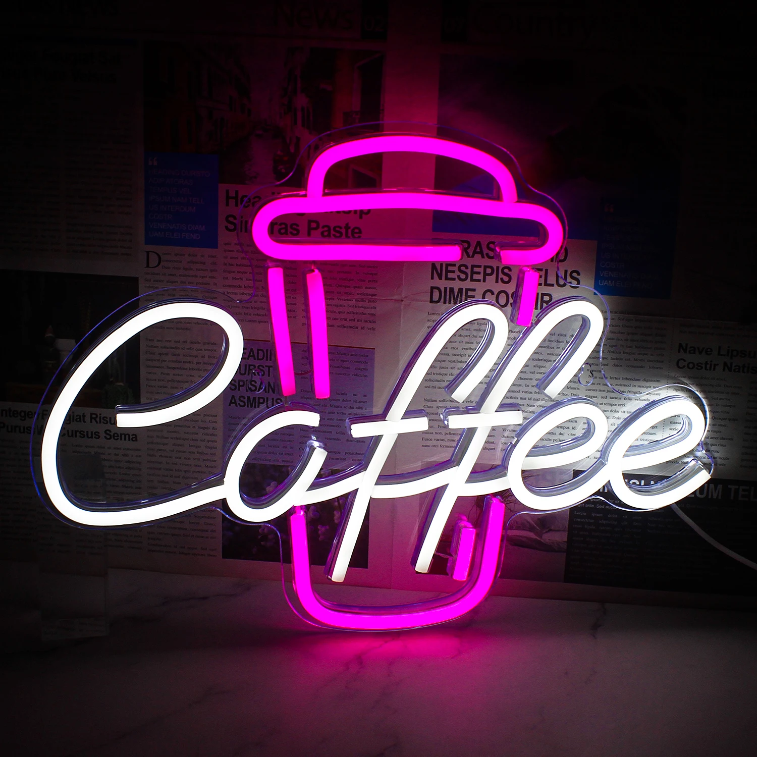 

Coffee Neon Sign Pink White LED Word Neon Lights for Cafe Bar Resturant USB Neon for Wall Decor Beer Pub Bedroom Birthday Party