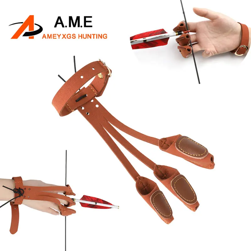 1PCArcheryGlove3FingerGuardRightHandAdjustableWristStrapfor