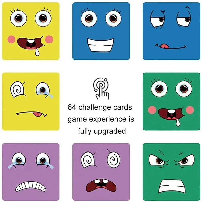Children's Wooden Four Person Battle Face Changing Facial Expressions Magic Cube Building Blocks Wooden Interactive Games Party 5