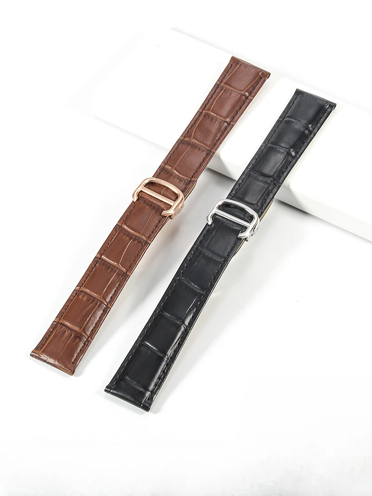 Per Cartier Tank Solo London Key Brown Black Watch Strap Uomo Vera Pelle Donna 17 18 20 22 23 25Mm Comodo Cinturino