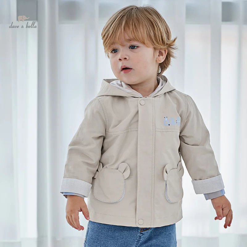 Dave Bella Children Boy's Baby Spring New Fashion Casual Hooded Overcoat Tops Windbreak Outdoors Sports DB1248167