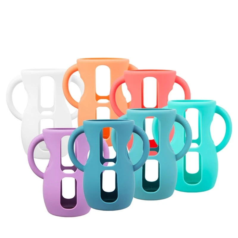 Silicone Bottle Sleeves for Avent Natural Glass Baby Bottles Food-Grade Bottle Sleeves with Grip Handle Protection Cover
