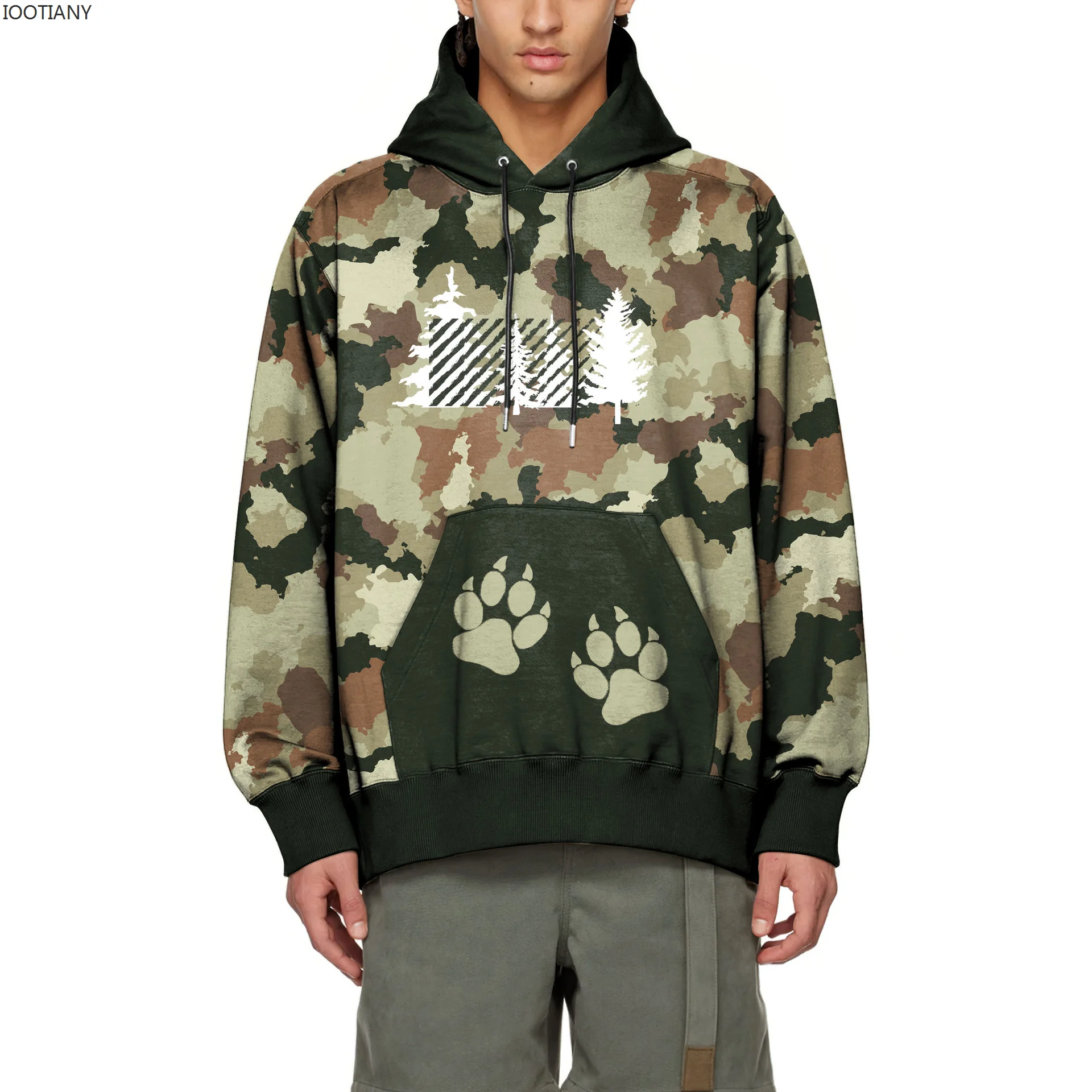 

IOOTIANY 2023 Autumn Long Sleeve O-Neck Hoodie Trend Fashion Joint Retro Pullover Camouflage 3d Printing Men's Hooded Sweatshirt