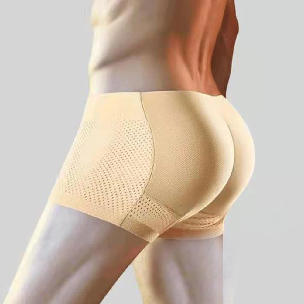 

New Men Hip Butt Lifter Boxer Enhancer Padded Briefs Mesh Seamless Underwear Ultra-thin Lightweight Panty Solid Short Shapewear