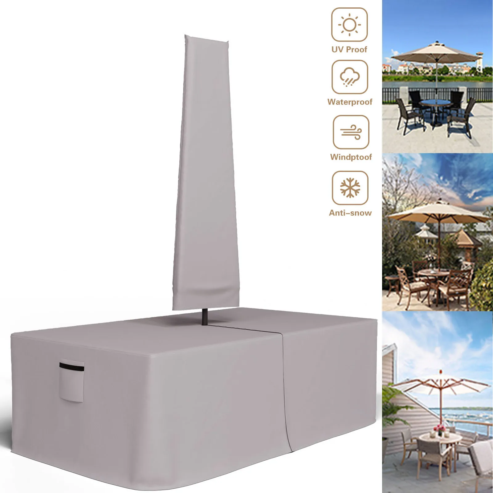 NEW Long table Patio Table Cover with Umbrella Hole Heavy Duty Waterproof 600D Oxford Fabric Outdoor Lawn Patio Furniture Covers