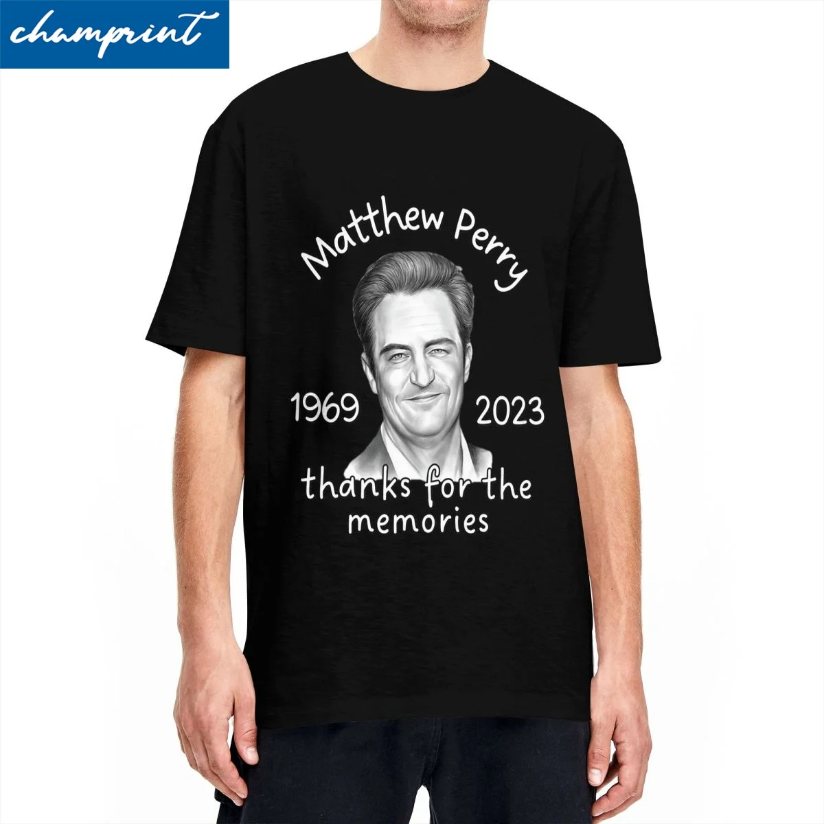 Chandler Bing Memoriam Matt Martin T Shirt Uomo Cotone Top Camicie Retro O-Collo Manica Corta
