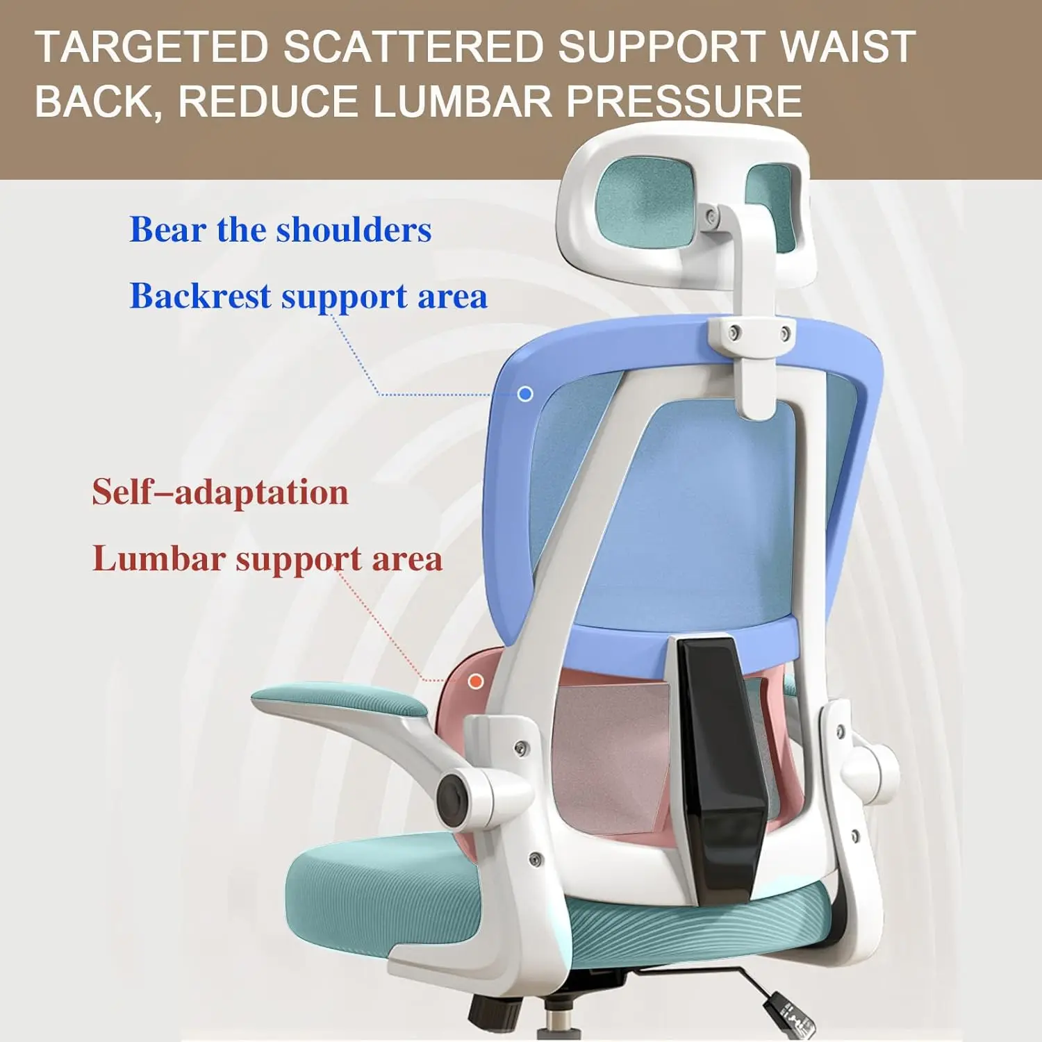 Office Chair High Back Ergonomic Office Chair with Lumbar Support Adjustable Headrest 3D Armrest and Lumbar Support for Home Off images - 6