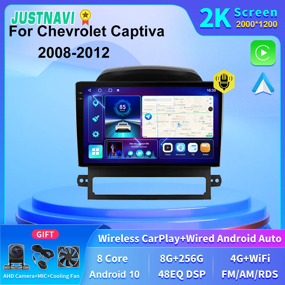 

JUSTNAVI 2K Screen 4G LTE Car Multimedia Radio GPS Autoradio Player For Chevrolet Captiva 2008 2009 2010 2011 2012 Carplay SWC