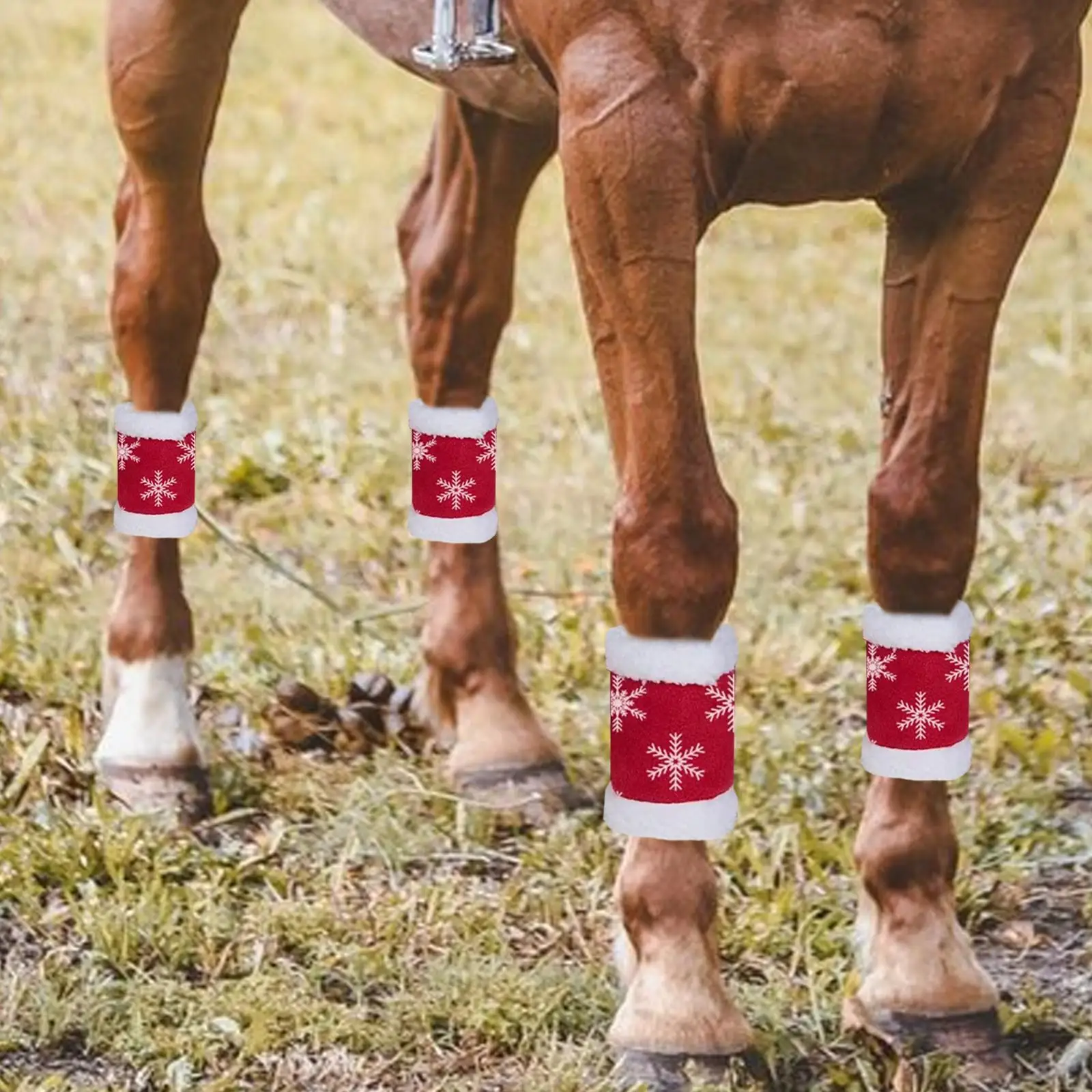 4x Horse Leg Wraps Sheep Leg Wraps Warmer Leg Guard Fly Leg Boots Wrap for Christmas Party Exercising Training Sports Dress up