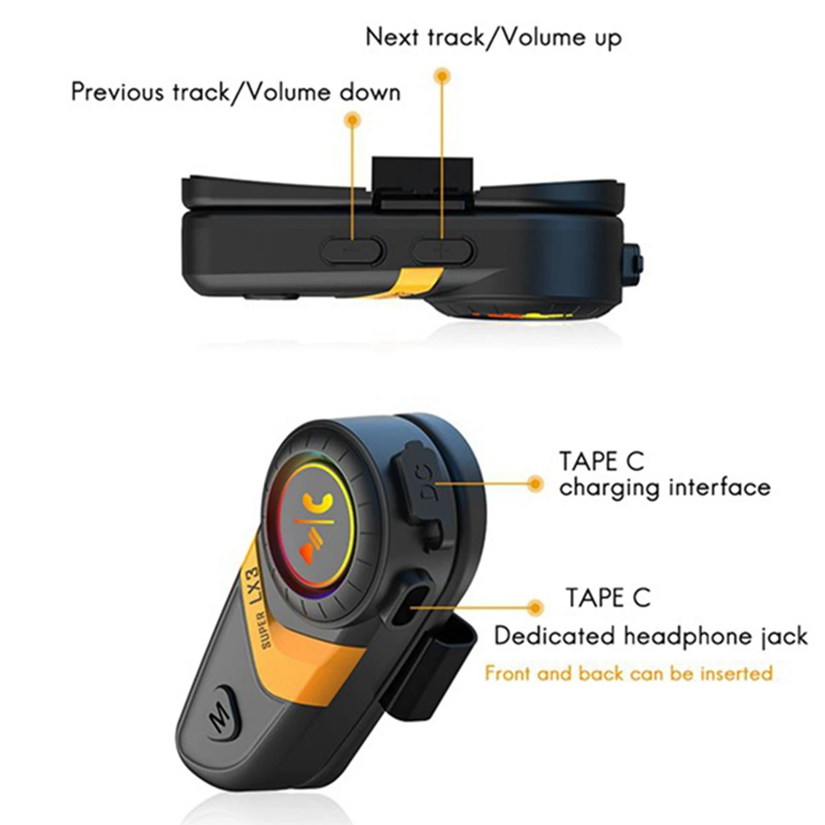 

Bluetooth-гарнитура LX3 на шлем, 1200 мАч, с мягкой линией