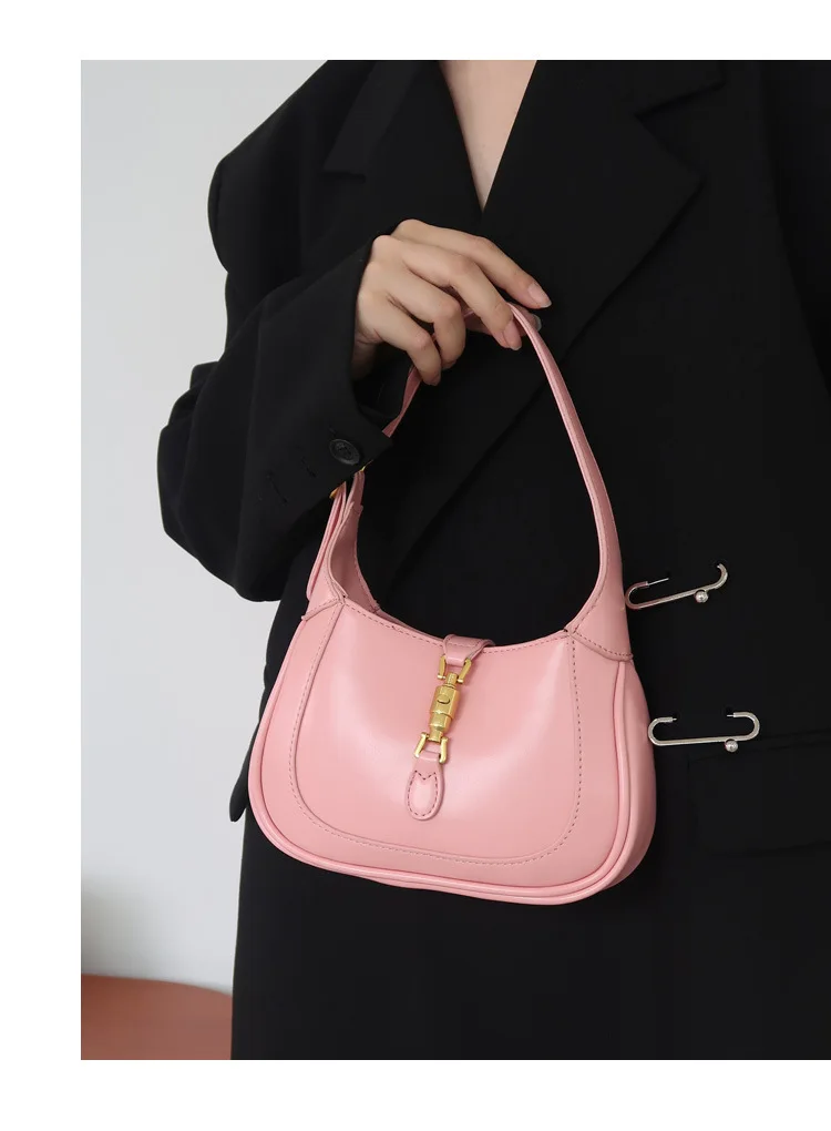 حقيبة تحت الإبط فرنسية صغيرة بإبزيم على شكل حصان ع...