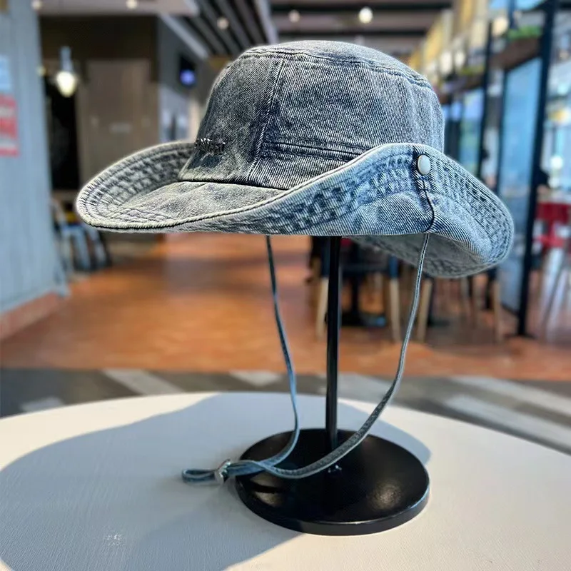 Bucket Hat Denim Cloth Men Women Outdoor Fisherman Retro Casual Sun Protection Fishing Camping Spring Summer Cowboy