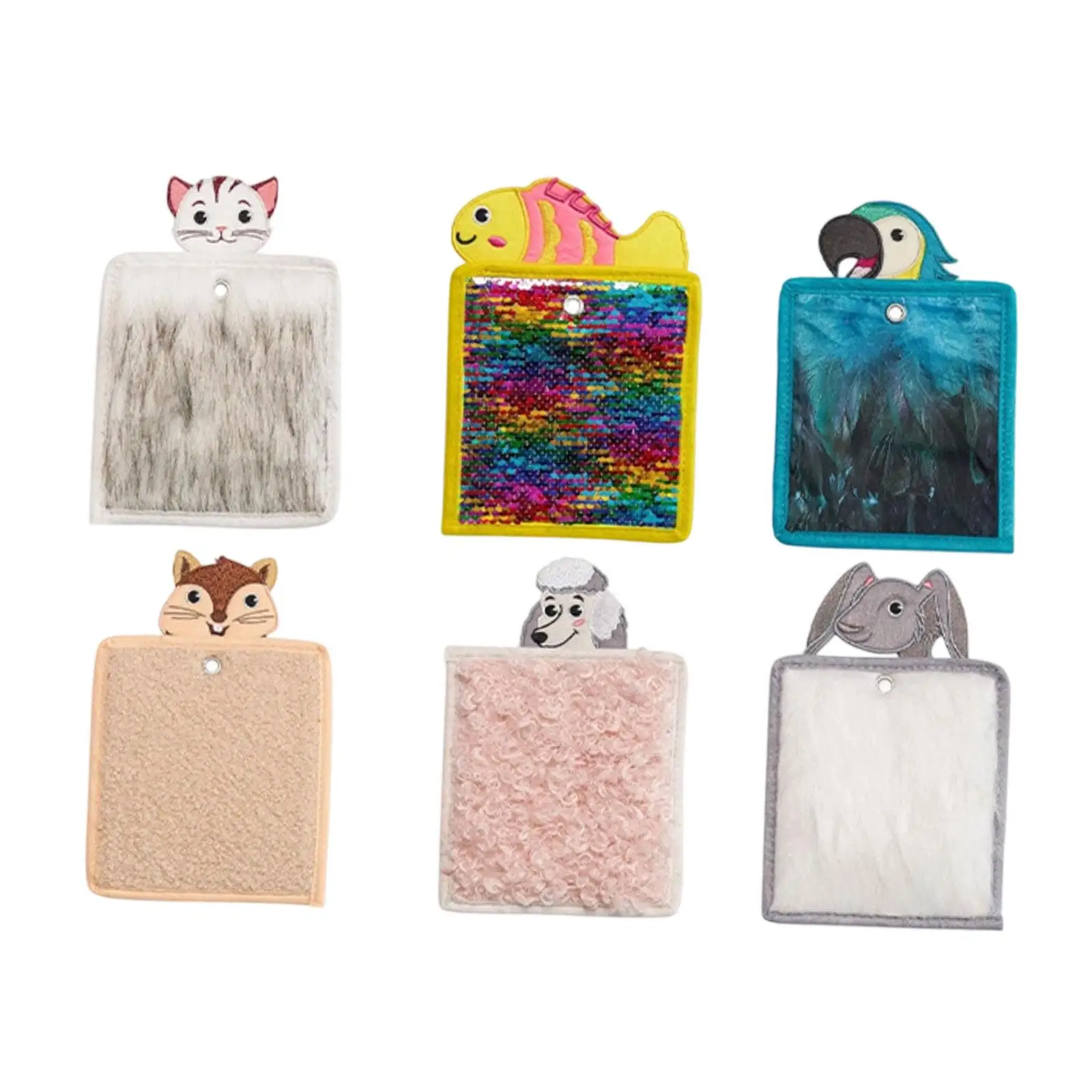 6Pcs Sensory Mats Cute Tactile Toys Tiles Portable Textured Animal Design Panel Educational for Kids Children Boys Girls