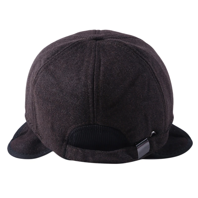 1pc Warm Mens Winter Wool Baseball Cap Ear Flaps Brand Snapback Hats Thicken Warm Fitted Cap Gorra Hombre Trucker Cap carhartt bomber hat