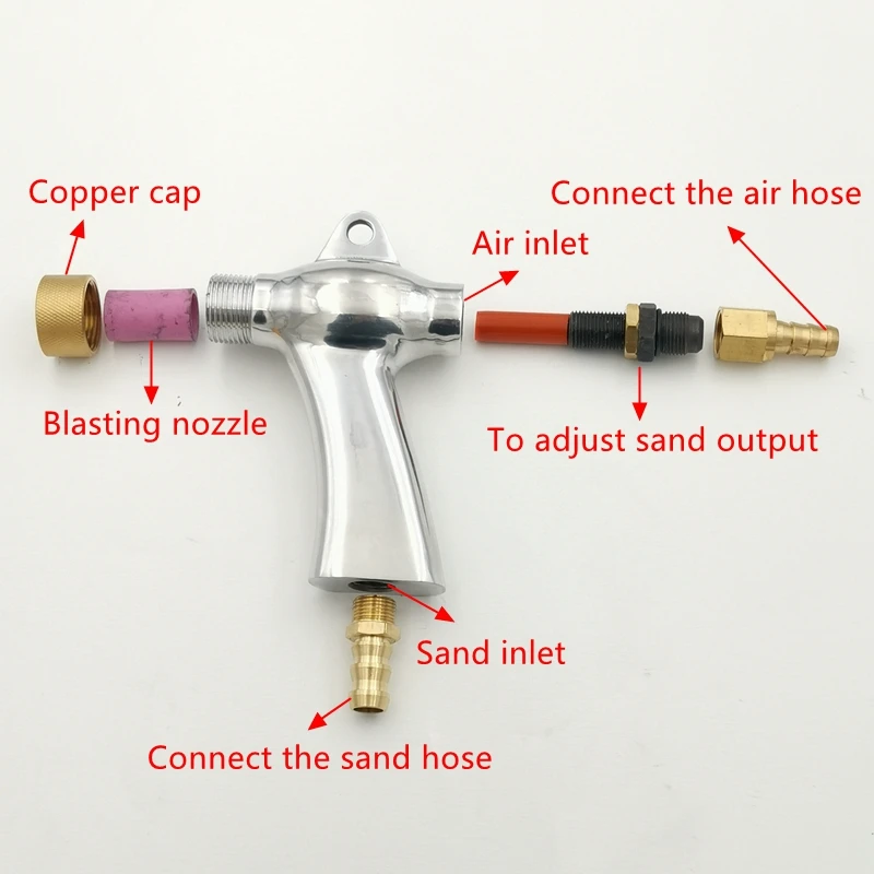 Hand Held Sand Blaster Gun with 6mm Ceramic Blasting Nozzle for Sandblasting Machine Pneumatic