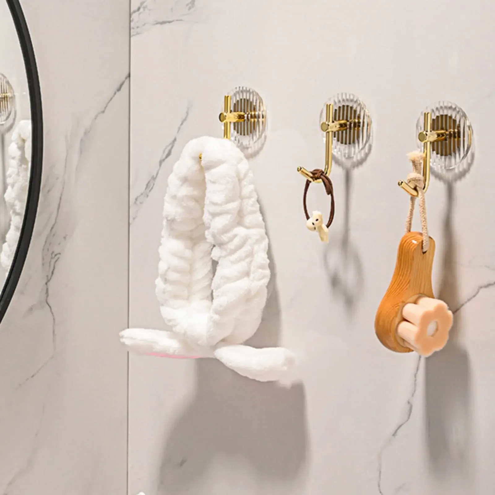 Description Picture 3 of item1/2Pcs Adhesive Wall Hooks Acrylic Shower Hooks for Hanging Gold / Silver Self-adhesive Hooks Towel Holder Bathroom Accessories