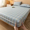 New Grade A 100% Cotton Fitted Sheet with Elastic Bands Non Slip Adjustable Mattress Covers for Single Double King Queen Bed 1