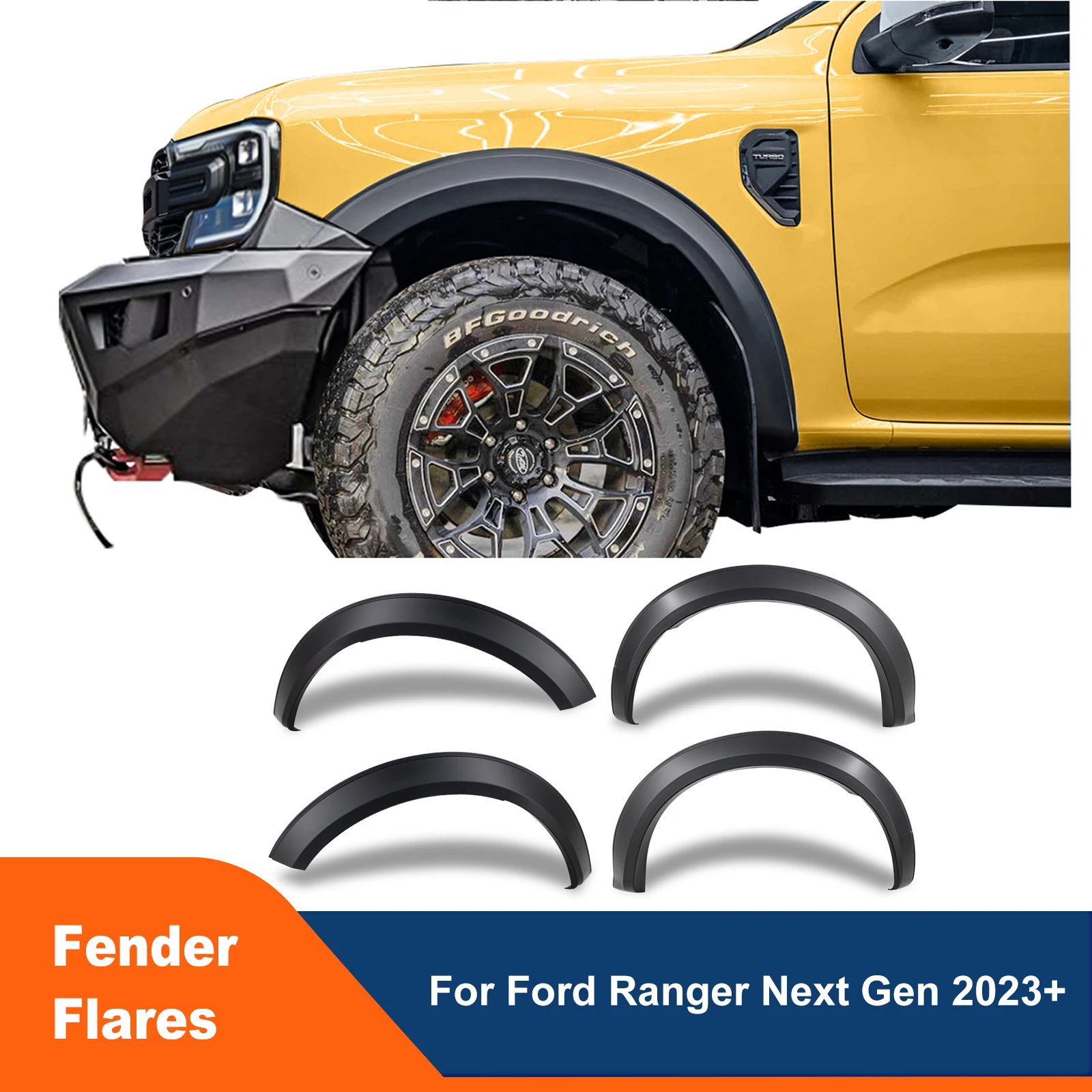 

4pcs Wheel Arch Protector For Ford Ranger Next Gen T9 2022 2023+ Wildtrak Sport Limited Tremor Platinum XLT XLS XL Fender Flares