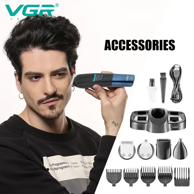 VGR 5 in 1 Mens Grooming Kit Professional Electric Shaver Beard and Nose Hair Trimmer Barber Hair Clipper Set V-108 3