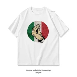 Vintage Italian Hand Gesture Graphic T - Shirt - Unisex Casual Cotton Streetwear - XXXL (264011 - white)