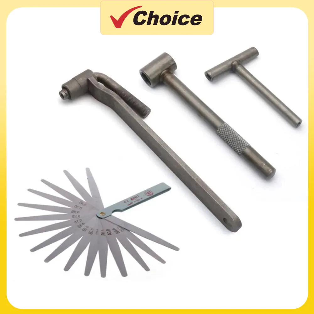 Motorcycle Engine Valve Adjustment Tool Square Hexagon Socket T Spanner Valve Screw Wrench 8mm 9mm 10mm Feeler Gauge 0.02 to 1mm