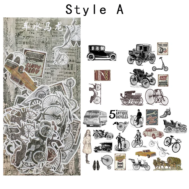 Mr.paper 10 Designs 60 Pcs/bag Vintage Retro Style A Past Series Creative Hand Account Decoration Collage DIY Material Stickers A