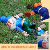 Drunken Dwarf Resin Sculpture Garden Home Decoration Accessorie Garden Statue Ornament Micro Landscape Outdoor Figurine Ornament 1