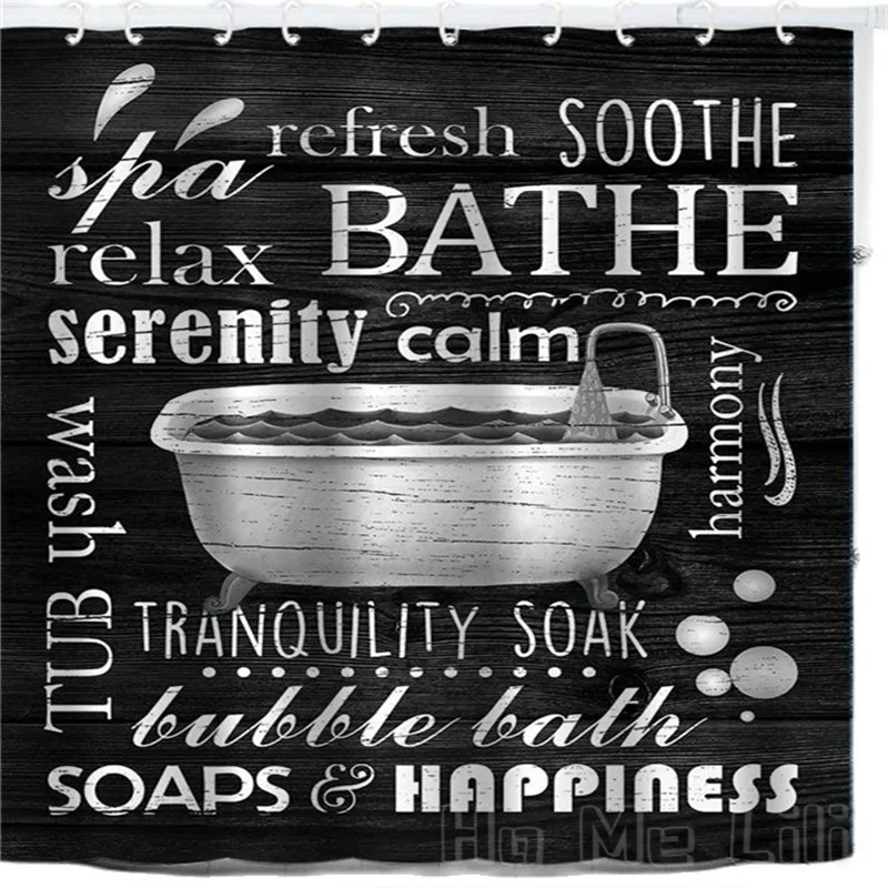 

Художественная черная занавеска для душа от Ho Me Lili Farm для ванной, тканевая подкладка с крючками, водонепроницаемая и машинная стирка